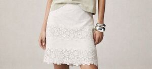 J.Crew Ivory White Lace Daisy Mini Skirt Women’s 14 Cotton Zipper Coquette